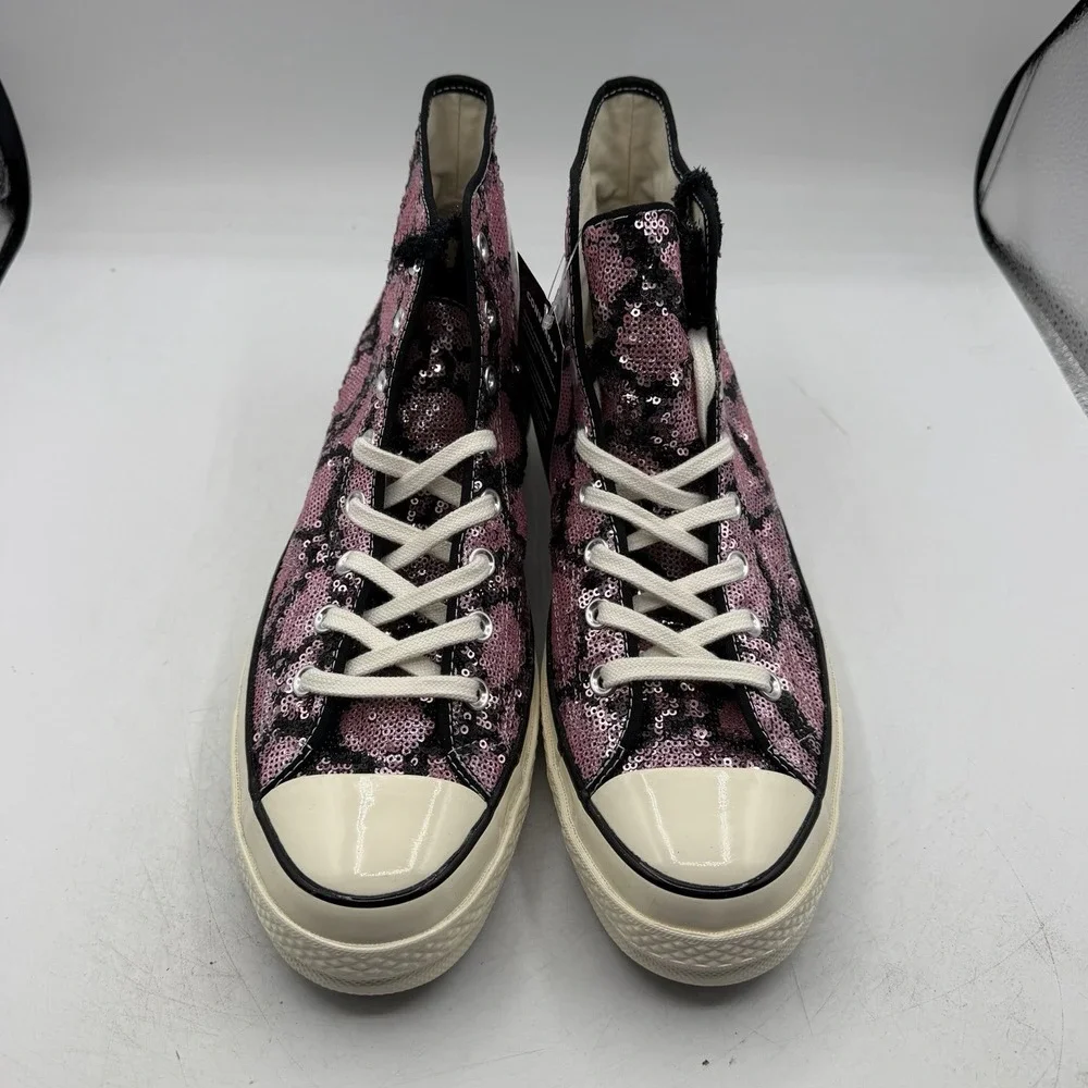 Converse Chuck 70 High Shoe Men 8.5 Women 10.5 Pink Sequin Snake Pattern Sneaker